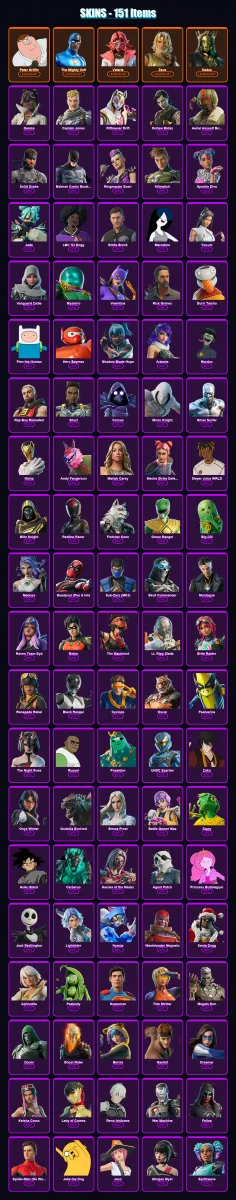 [PC/PSN] | Peter Griffin | The Mighty Volt | Valeria | Zeus | Hades | 151 skin | 175 pickaxe | 233 emote | 106 glider | Lv3392 — Fortnite account