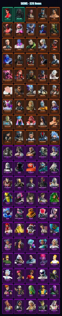 [PC/XBOX/PSN] | Rue | Darth Vader | Kado Thorne | Omegarok | Raz | 328 skin | 373 pickaxe | 267 emote | 289 glider | Lv7268
