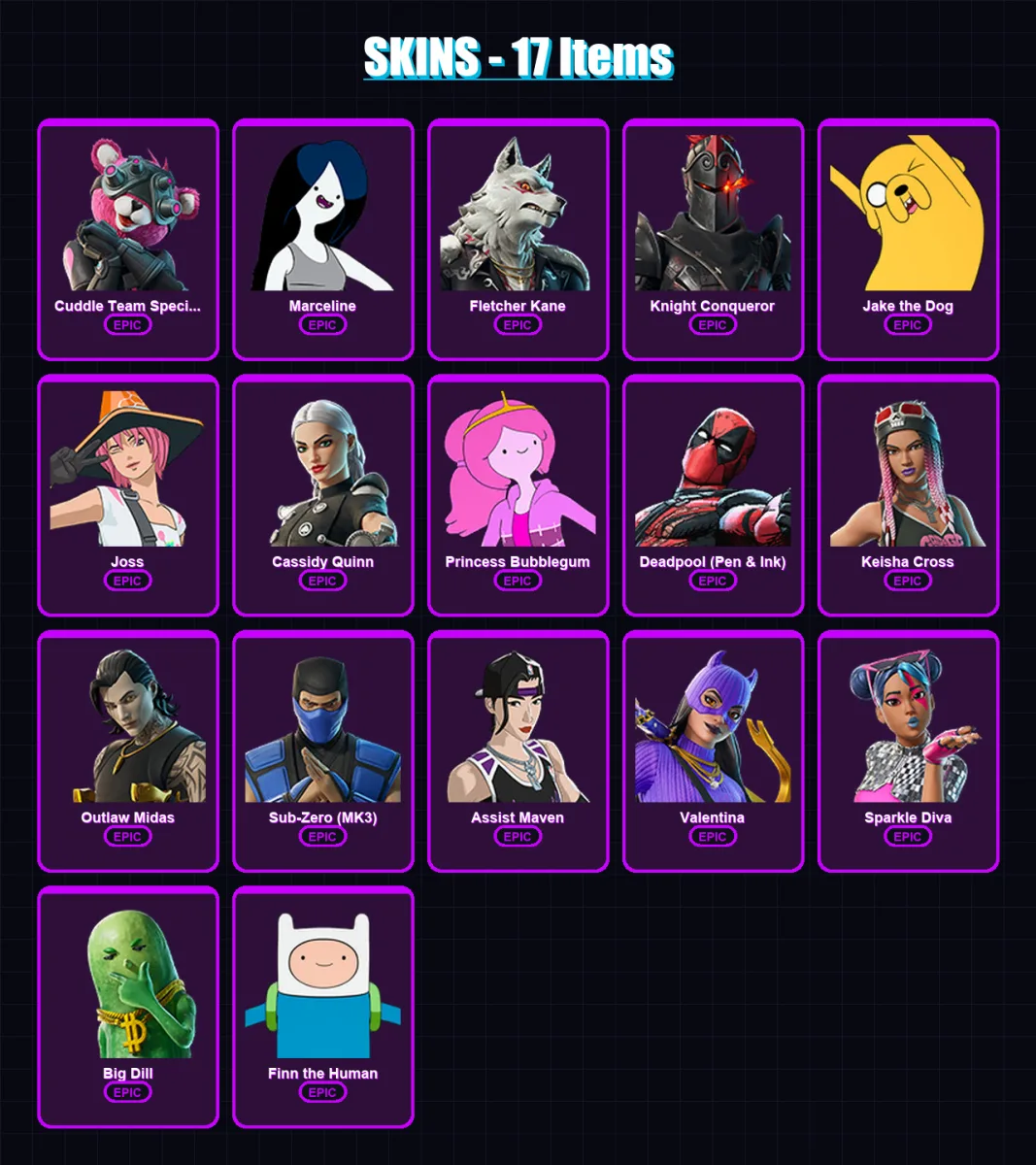 [PC/XBOX/PSN] | Cuddle Team Specialist | Marceline | Fletcher Kane | 17 skin | Lv407