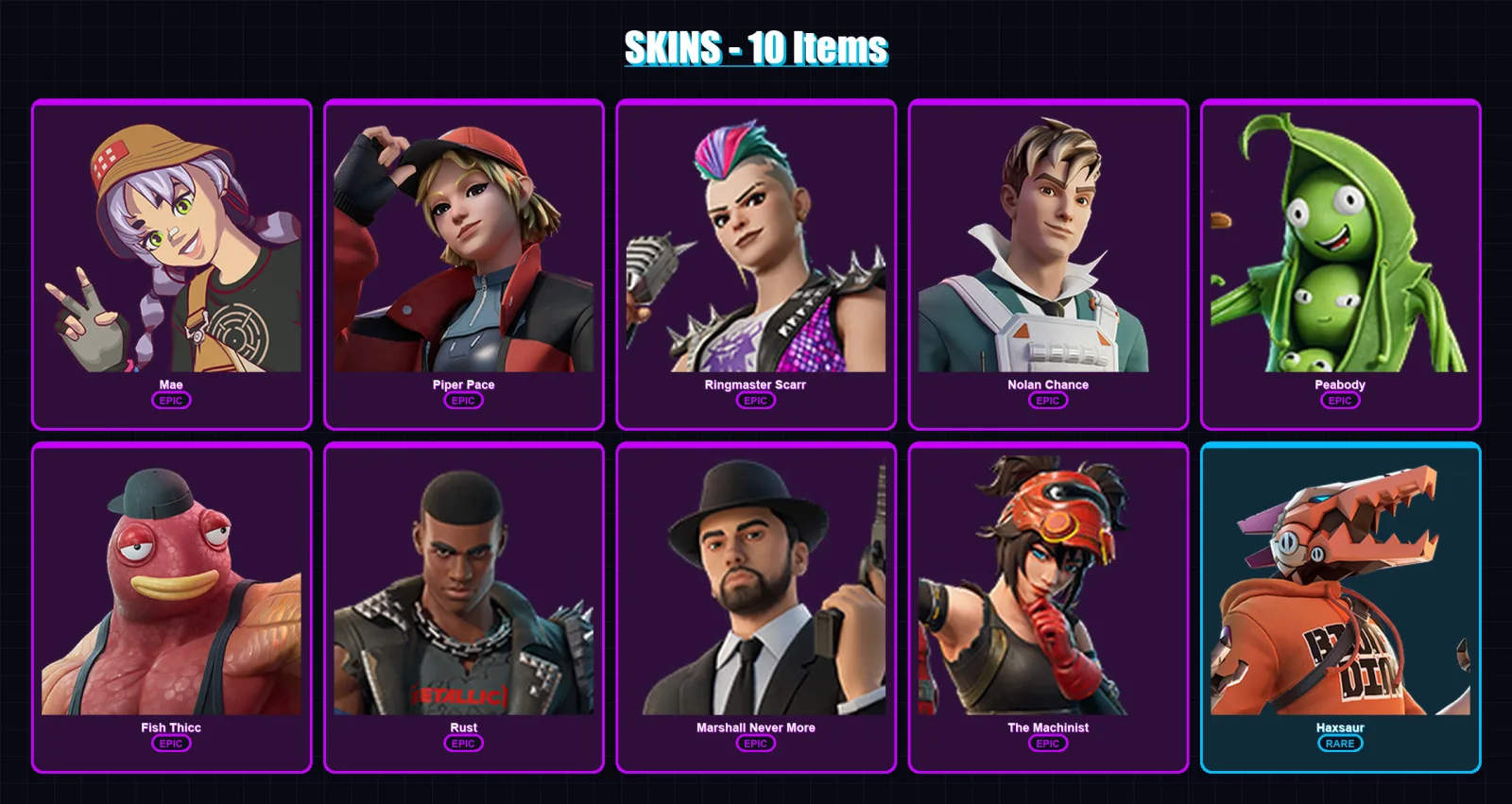 [PC/PSN] | Mae | Piper Pace | Ringmaster Scarr | Nolan Chance | Peabody | 10 skin | 18 pickaxe | 12 emote | 14 glider | Lv186