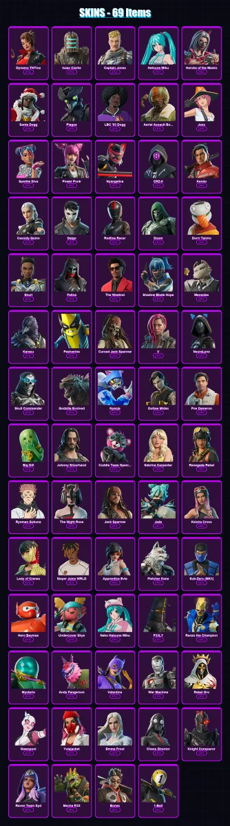 [PC/PSN] | Dynamo TNTina | Isaac Clarke | Captain Jones | Hatsune Miku | Haruka of the Masks | 69 skin | 87 pickaxe | 69 emote | 45 glider | Lv644 — Fortnite account