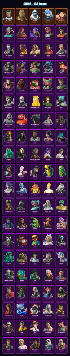 [PC] | The Ageless | Zeus | Frostbite | Nezumi | Son Goku | 138 skin | 199 pickaxe | 152 emote | 151 glider | Lv2762