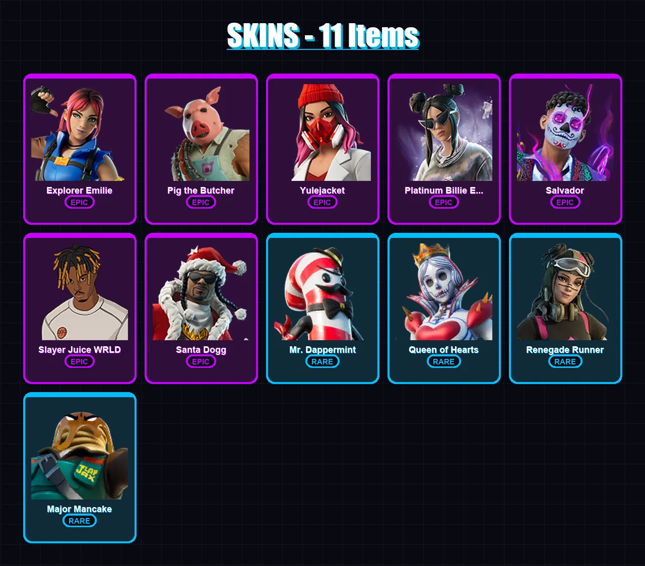 [PC/XBOX/PSN] | Explorer Emilie | Pig the Butcher | Yulejacket | 11 skin | Lv168