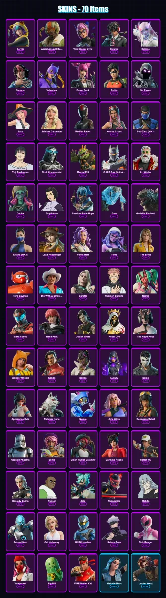 [PC/XBOX/PSN] | Bernie | Aerial Assault Bomber | Void Walker Lynx | Kwame | Eclipse | 70 skin | 67 pickaxe | 80 emote | 40 glider | Lv418
