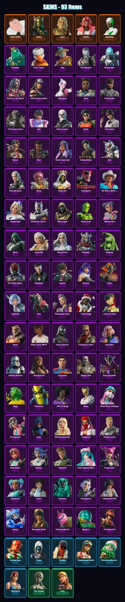 [PC/XBOX] | Peter Griffin | Hades | Zeus | Valeria | Backlash | 93 skin | 107 pickaxe | 111 emote | 60 glider | Lv702