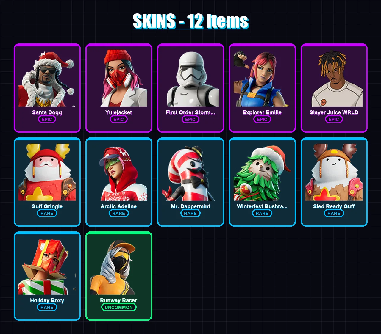 [PS4/PS5/XBOX/PC] | Santa Dogg | Yulejacket | First Order Stormtrooper | 12 skin | Lv219