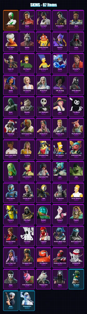 [PC/XBOX/PSN] | Backlash | Kendo | Yuki Yubari | Outlaw Midas | Shuri | 67 skin | 116 pickaxe | 66 emote | 70 glider | Lv921
