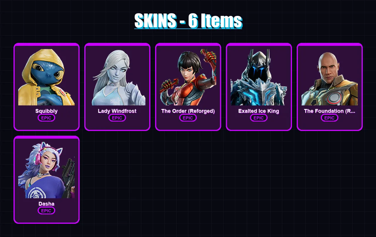 [PS4/PS5/XBOX/PC] | Squibbly | Lady Windfrost | The Order (Reforged) | 6 skin | Lv325