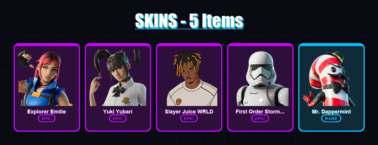 [PC/XBOX/PSN] | Explorer Emilie | Yuki Yubari | Slayer Juice WRLD | 5 skin | Lv157