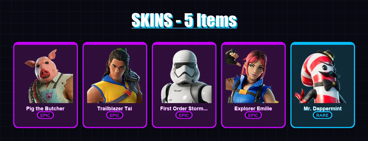 [PC/XBOX/PSN] | Pig the Butcher | Trailblazer Tai | First Order Stormtrooper | 5 skin | Lv148