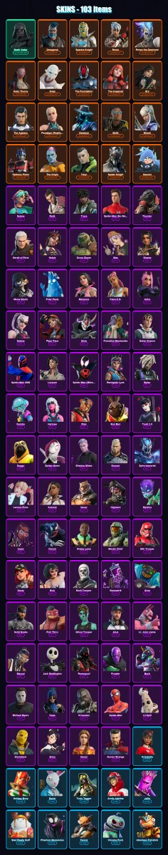[PC/XBOX/PSN] | Darth Vader | Omegarok | Spectra Knight | Ronin | Renzo the Destroyer | 103 skin | 94 pickaxe | 89 emote | 83 glider | Lv1595