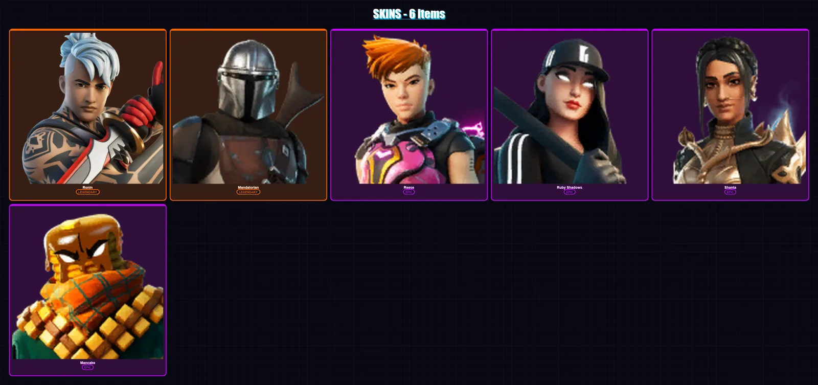 [PC/XBOX/PSN] | Ronin | Mandalorian | Reese | Ruby Shadows | Shanta | 6 skin | 18 pickaxe | 16 emote | 21 glider | Lv352