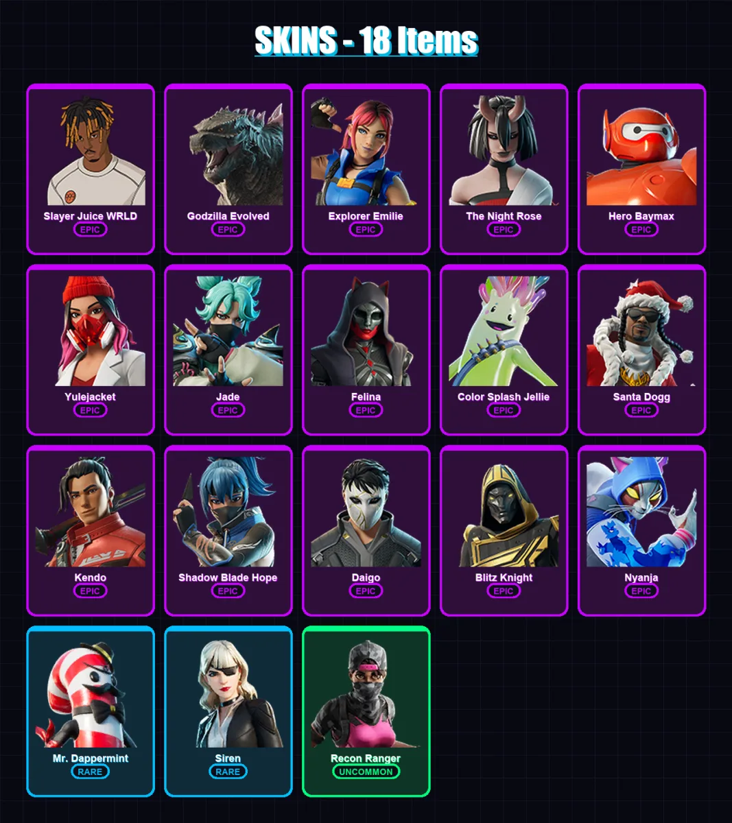 [PC/XBOX/PSN] | Slayer Juice WRLD | Godzilla Evolved | Explorer Emilie | 18 skin | Lv485