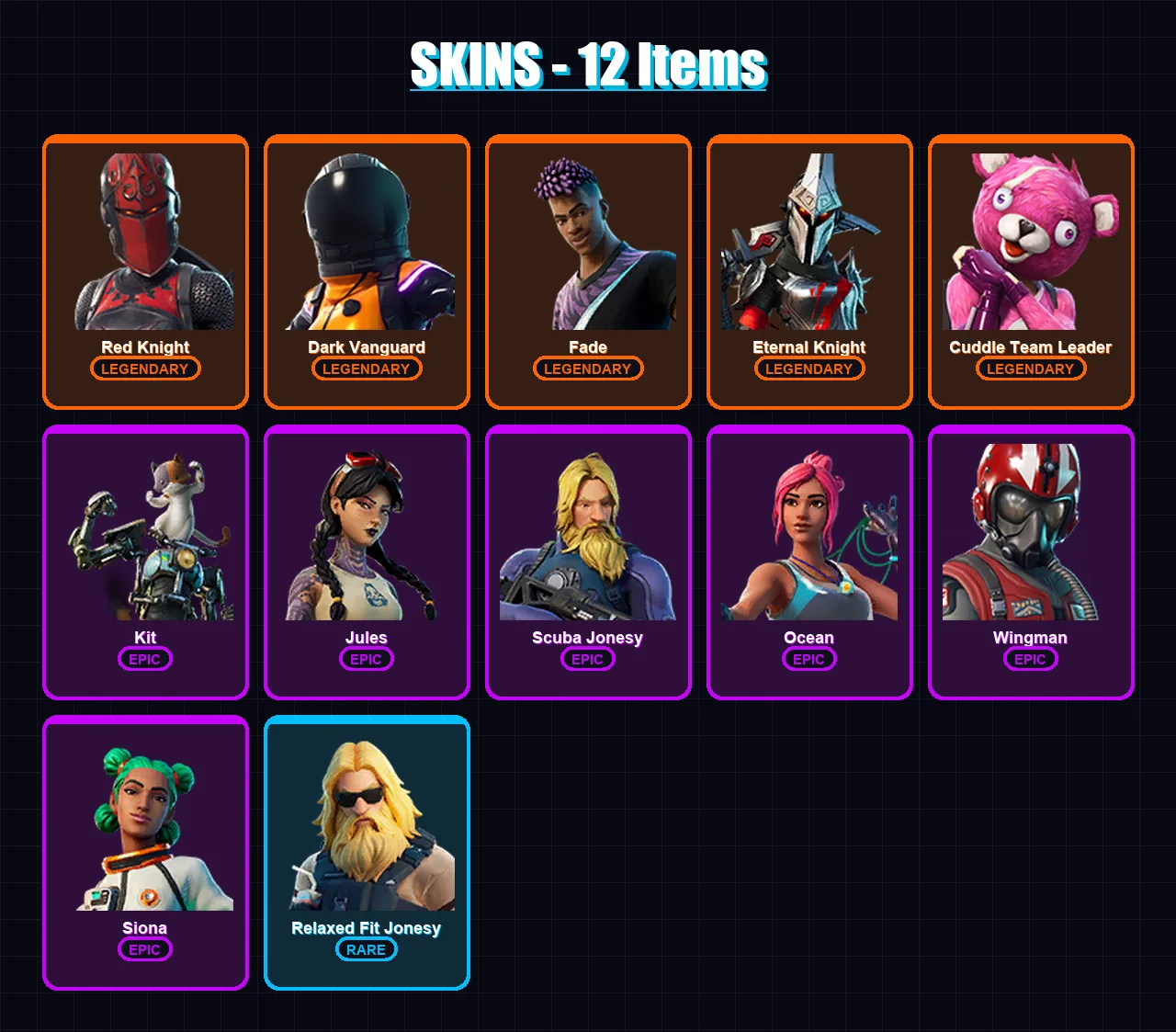 [SWITCH/XBOX/PSN/PC] | Red Knight | Dark Vanguard | Fade | Eternal Knight | Cuddle Team Leader | 12 skin | 9 pickaxe | 11 emote | 13 glider | Lv155