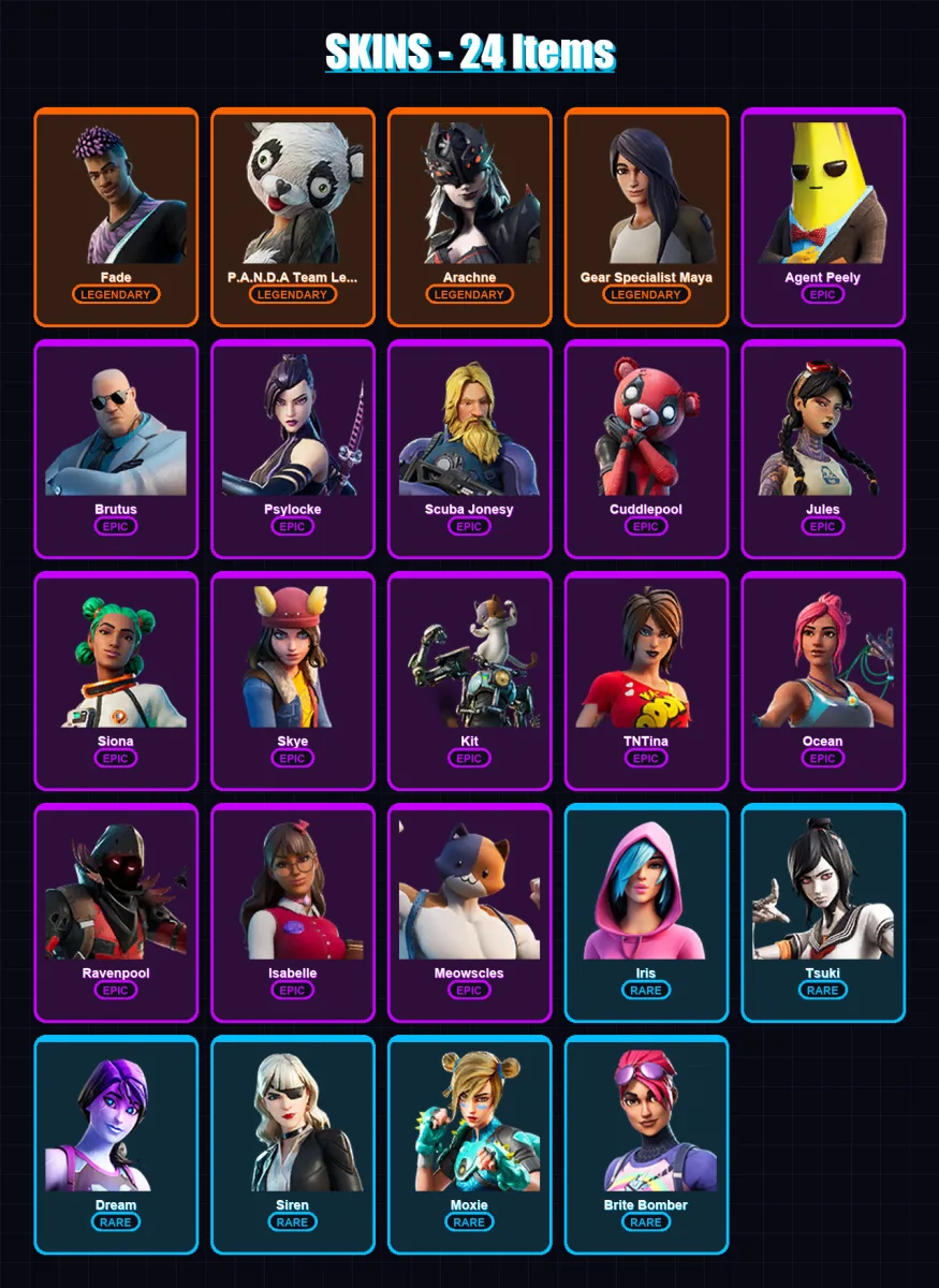 [SWITCH/XBOX/PSN/PC] | Fade | P.A.N.D.A Team Leader | Arachne | 24 skin | Lv307