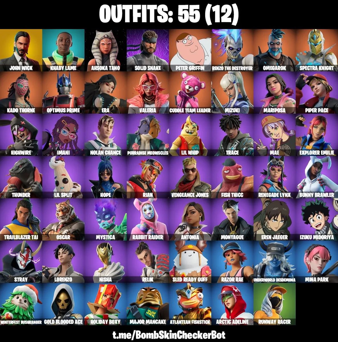 55Skins John Wick — Fortnite account