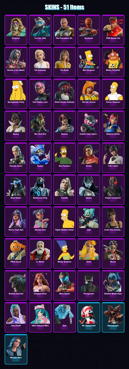 [PC/PSN] | Kingston | Yon Dar 3000 | The Foundation (Reforged) | Synthesis | FIRE Master Kai | 51 skin | 51 pickaxe | 43 emote | 26 glider | Lv206