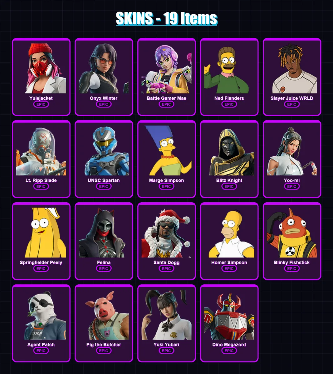 [SWITCH/XBOX/PSN/PC] | Yulejacket | Onyx Winter | Battle Gamer Mae | 19 skin | Lv596