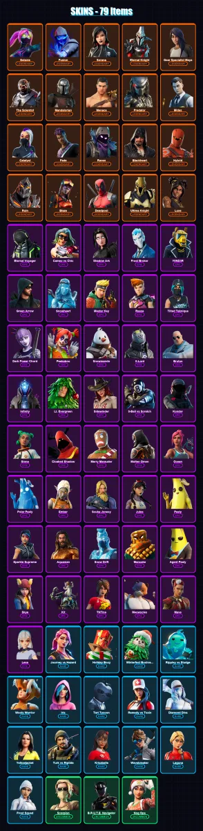 [SWITCH/XBOX/PSN/PC] | Galaxia | Fusion | Sorana | Eternal Knight | Gear Specialist Maya | 79 skin | 85 pickaxe | 82 emote | 72 glider | Lv984