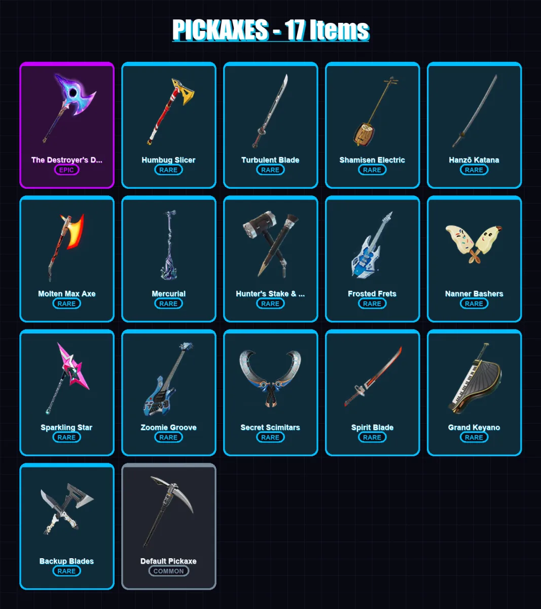 [PC/XBOX/PSN] | Yuki Yubari | Santa Dogg | Chord Kahele | Winterfest Bushranger | Holiday Boxy | 5 skin | 17 pickaxe | 3 emote | 11 glider | Lv176