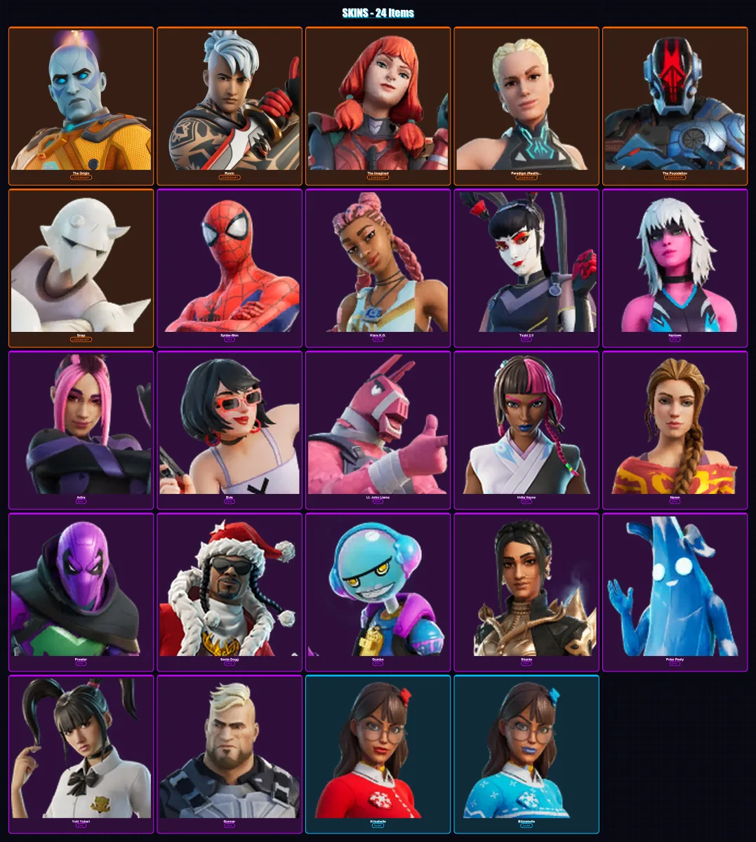 [SWITCH/PC] | The Origin | Ronin | The Imagined | Paradigm (Reality-659) | The Foundation | 24 skin | 44 pickaxe | 28 emote | 36 glider | Lv521