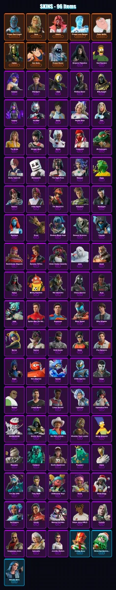 [PS4/PS5/XBOX/PC] | Frozen Red Knight | Zeus | Valeria | Frozen Love Ranger | Peter Griffin | 96 skin | 132 pickaxe | 76 emote | 75 glider | Lv1055