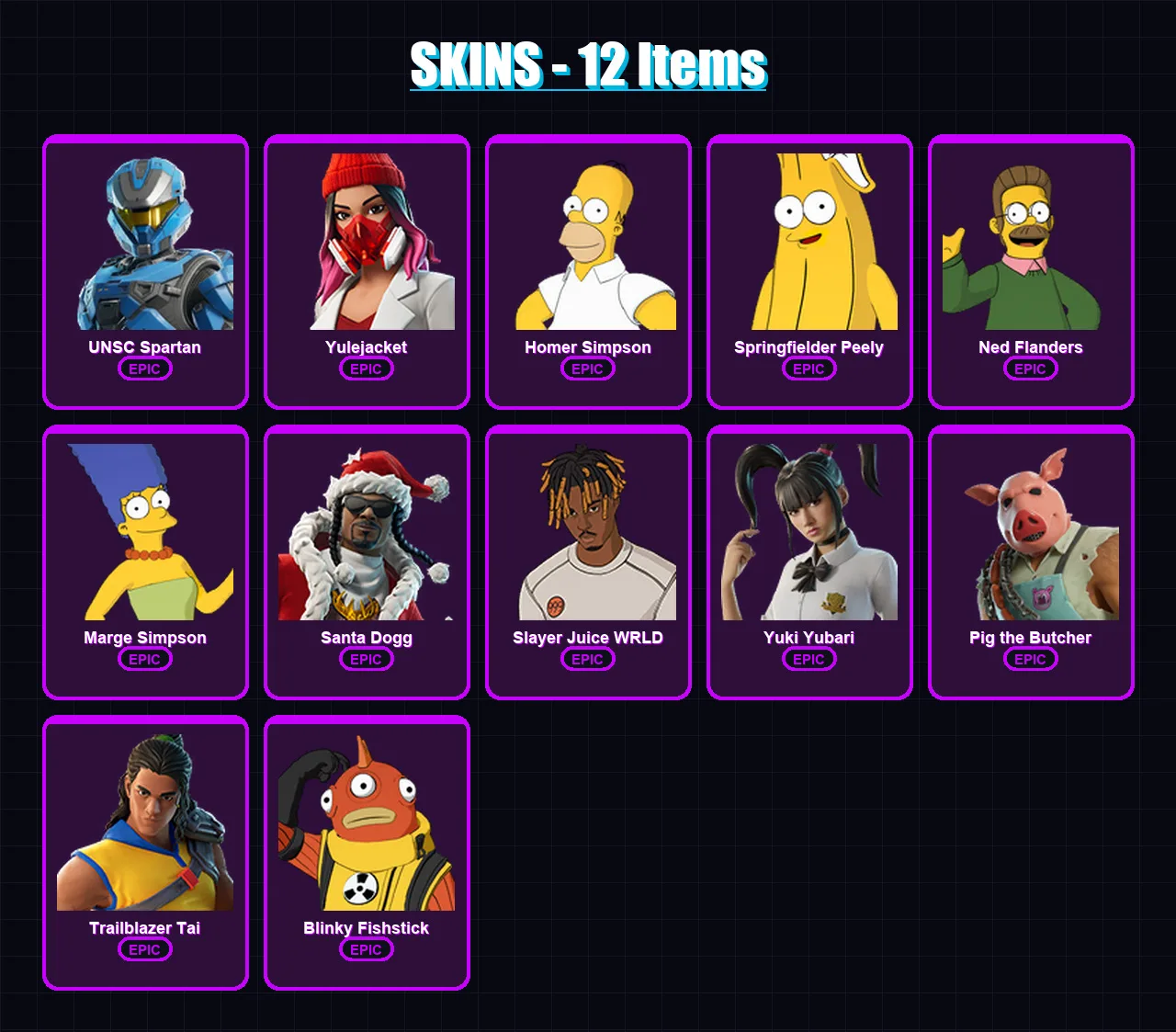[PC/XBOX/PSN] | UNSC Spartan | Yulejacket | Homer Simpson | Springfielder Peely | Ned Flanders | 12 skin | 42 pickaxe | 16 emote | 31 glider | Lv377