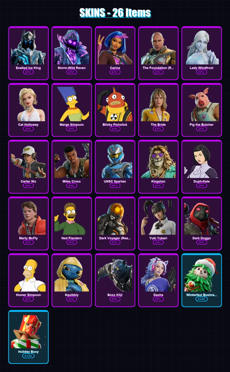 [PS4/PS5/XBOX/PC] | Exalted Ice King | Storm-Wild Raven | Carina | 26 skin | Lv720