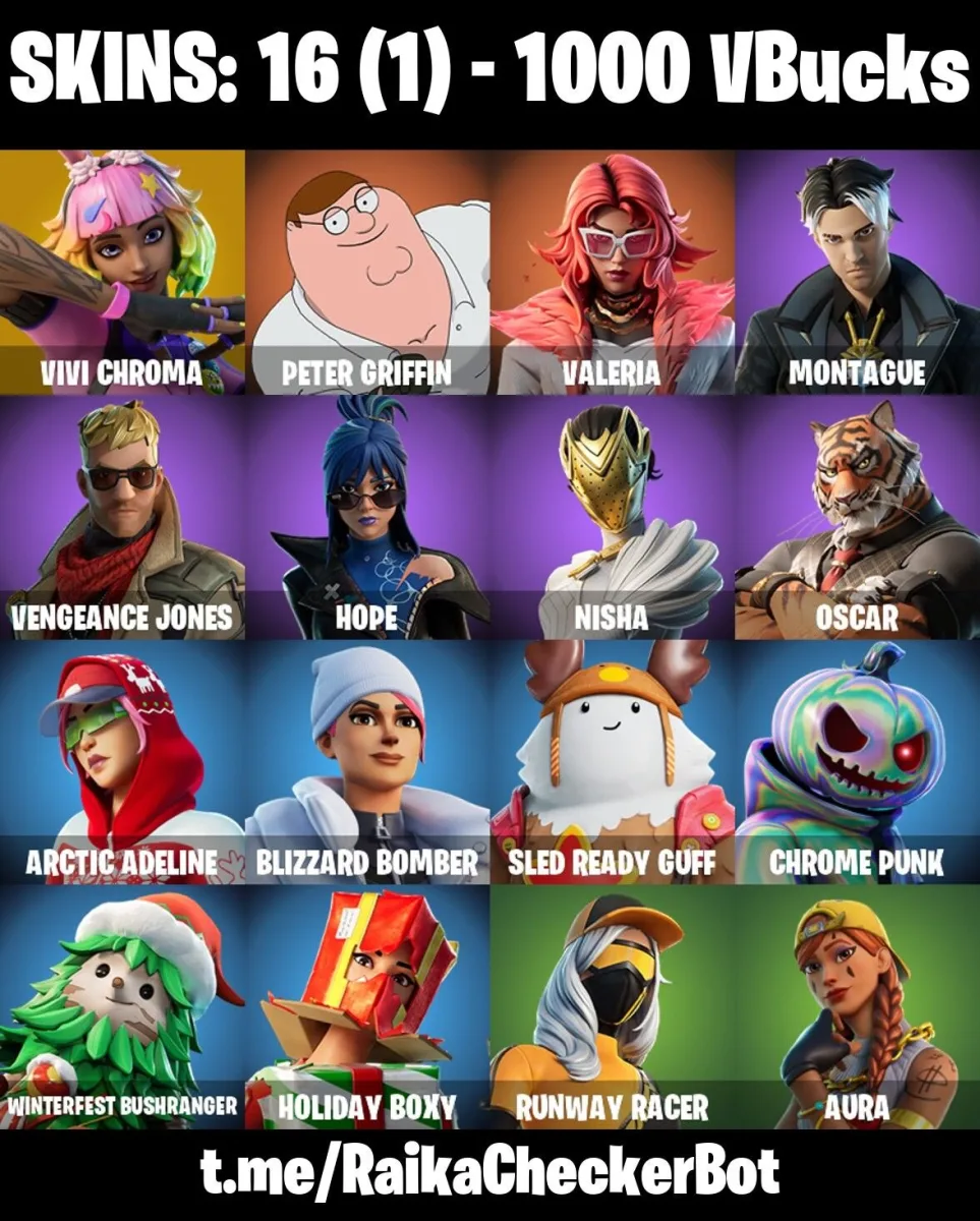 16 Skins Peter Griffin — Fortnite account