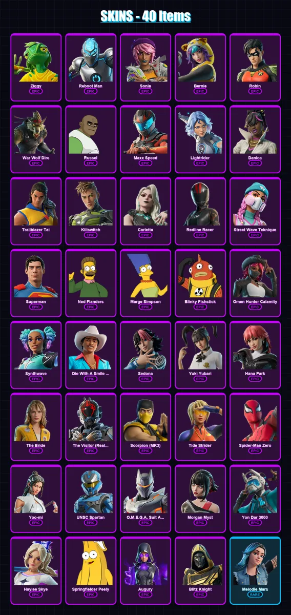 [PC/PSN] | Ziggy | Reboot Man | Sonia | Bernie | Robin | 40 skin | 48 pickaxe | 41 emote | 33 glider | Lv343