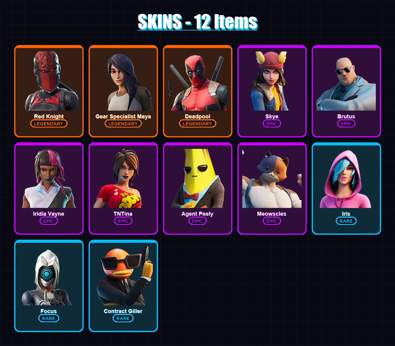 [PC/XBOX/PSN] | Red Knight | Gear Specialist Maya | Deadpool | Skye | Brutus | 12 skin | 24 pickaxe | 12 emote | 16 glider | Lv173