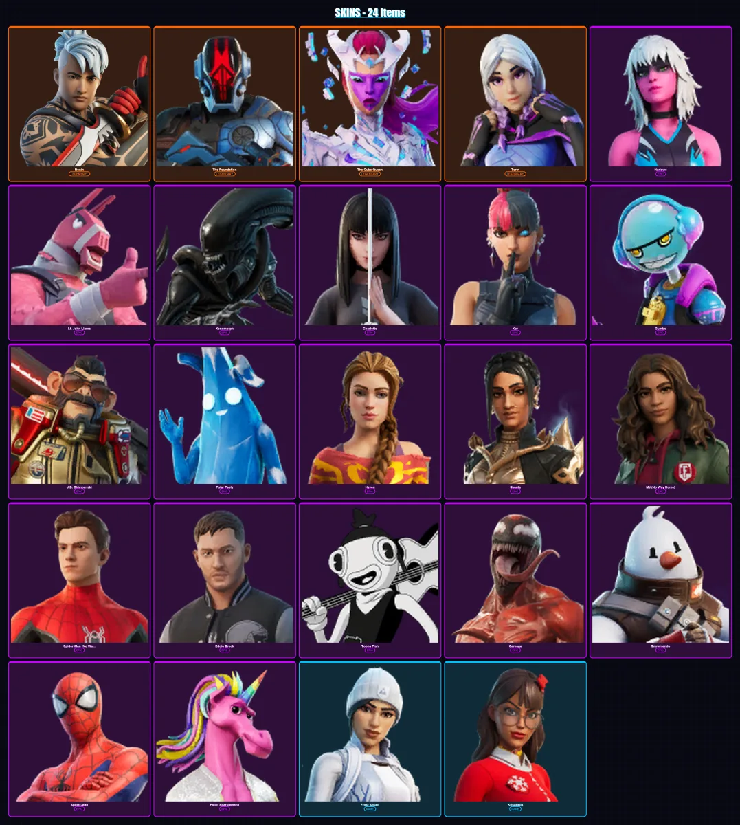 [PC/XBOX/PSN] | Ronin | The Foundation | The Cube Queen | Torin | Harlowe | 24 skin | 46 pickaxe | 27 emote | 45 glider | Lv763