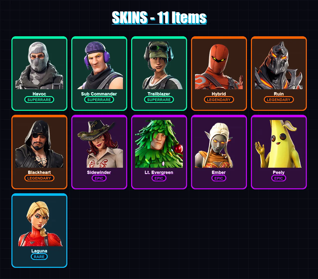 [PS4/PS5/XBOX/PC] | Havoc | Sub Commander | Trailblazer | Hybrid | Ruin | 11 skin | 11 pickaxe | 13 emote | 12 glider | Lv145
