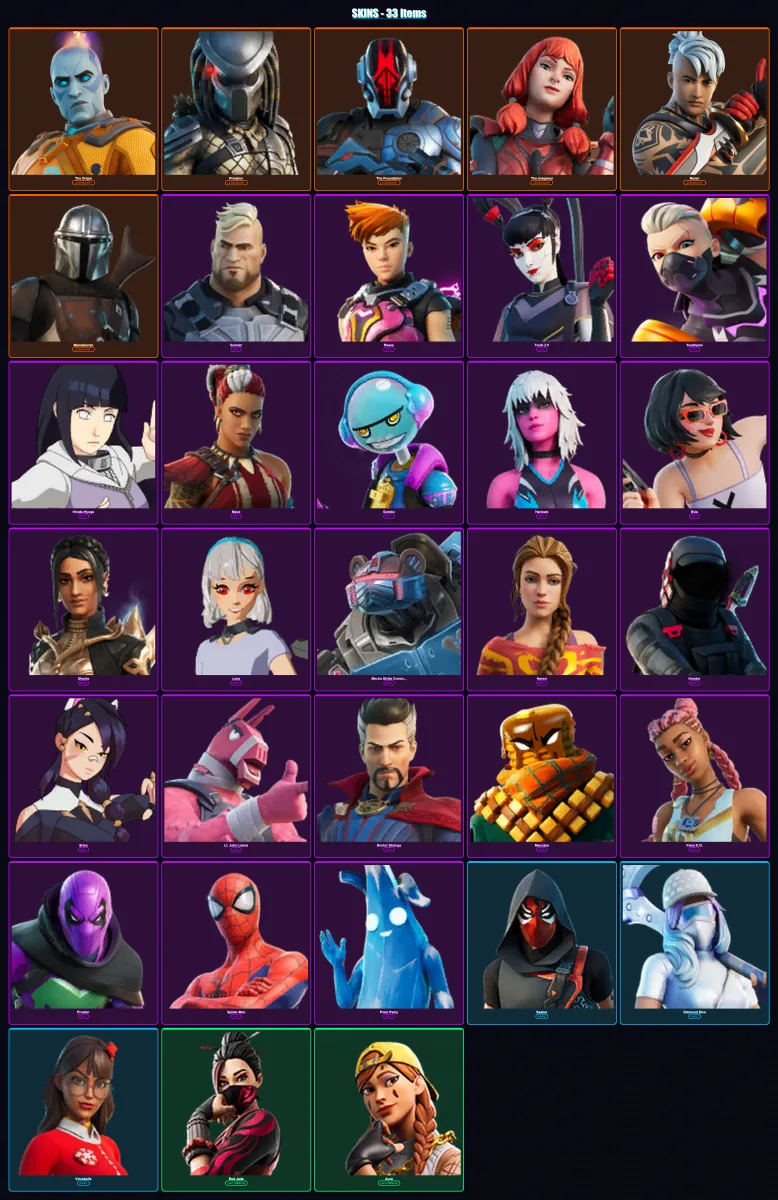 [PC/XBOX/PSN] | The Origin | Predator | The Foundation | The Imagined | Ronin | 33 skin | 38 pickaxe | 39 emote | 36 glider | Lv571
