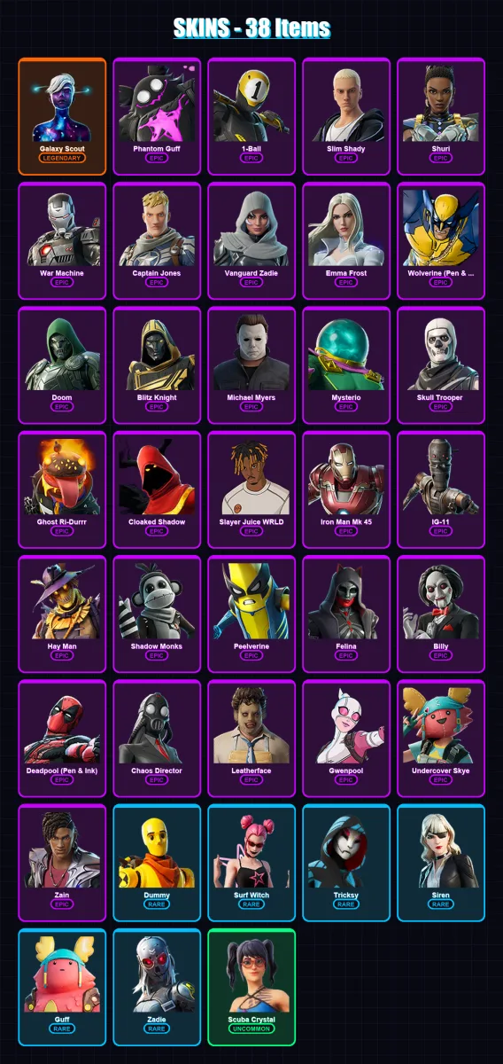 [PC/XBOX/PSN] | Galaxy Scout | Phantom Guff | 1-Ball | Slim Shady | Shuri | 38 skin | 62 pickaxe | 41 emote | 36 glider | Lv533 — Fortnite account