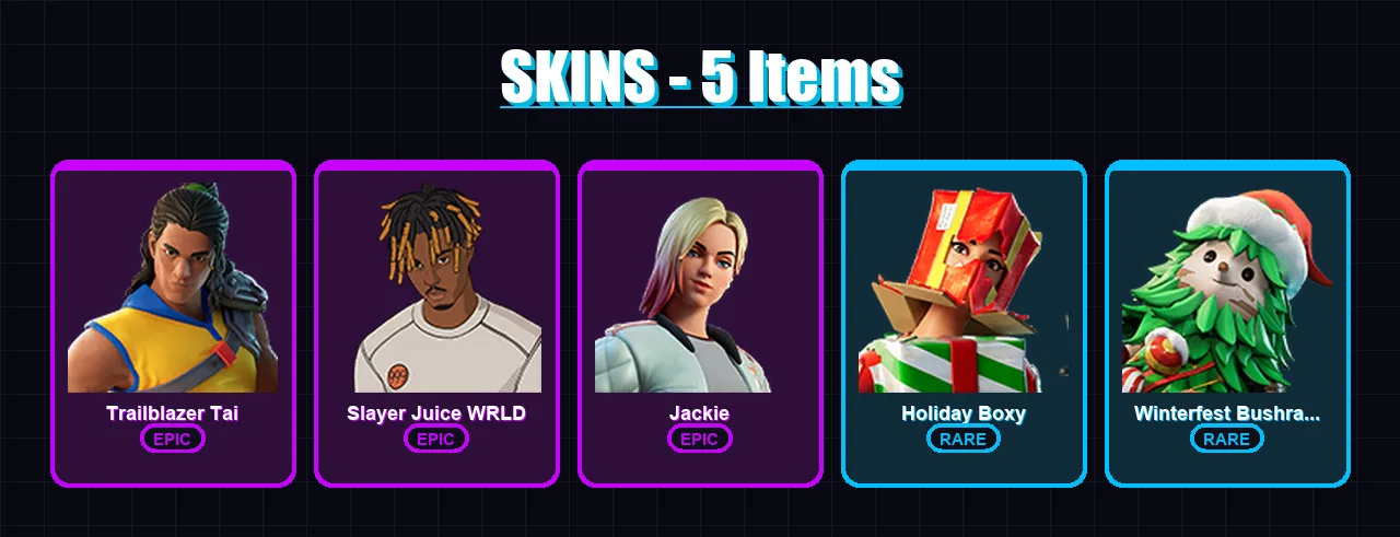 [PC/XBOX/PSN] | Trailblazer Tai | Slayer Juice WRLD | Jackie | 5 skin | Lv213