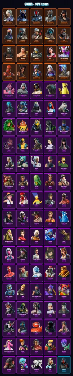 [PC] | Mizuki | The Ice King | The Foundation | The Prisoner | Blackheart | 109 skin | 168 pickaxe | 144 emote | 142 glider | Lv3023 — Fortnite account