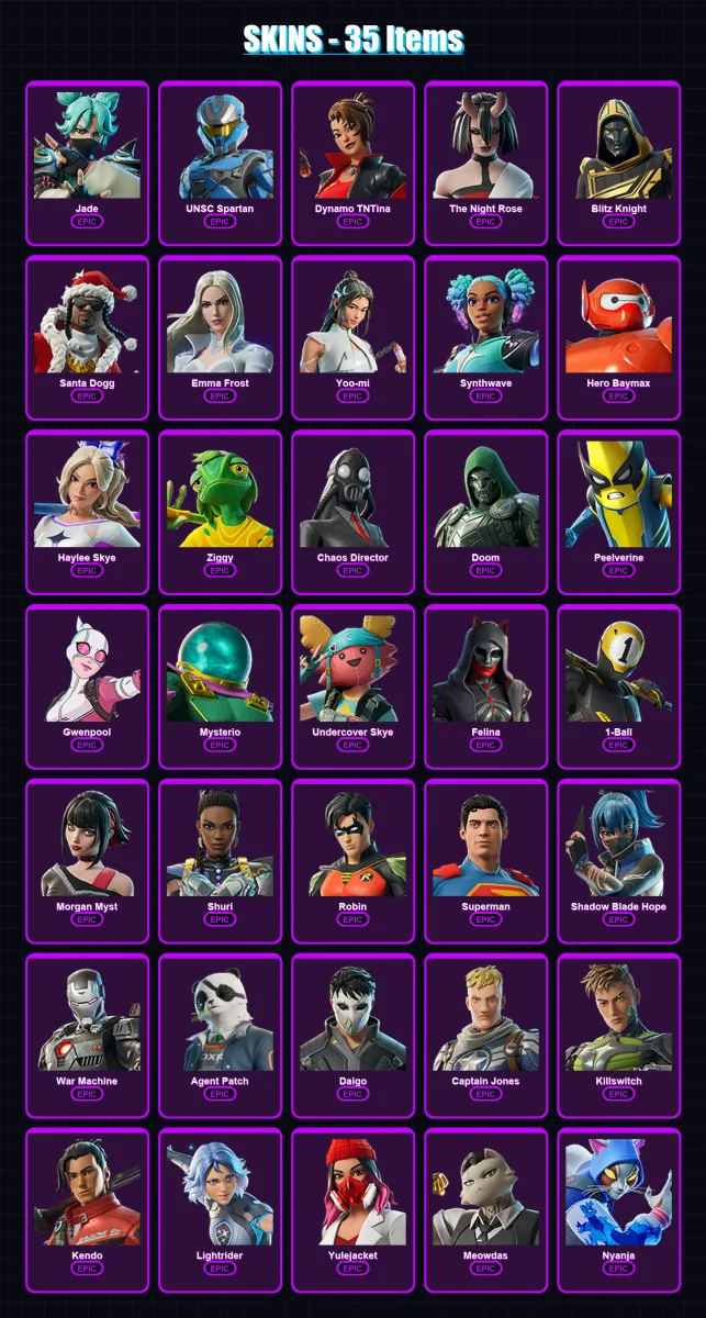 [PS4/PS5/XBOX/PC] | Jade | UNSC Spartan | Dynamo TNTina | The Night Rose | Blitz Knight | 35 skin | 65 pickaxe | 40 emote | 48 glider | Lv550 — Fortnite account
