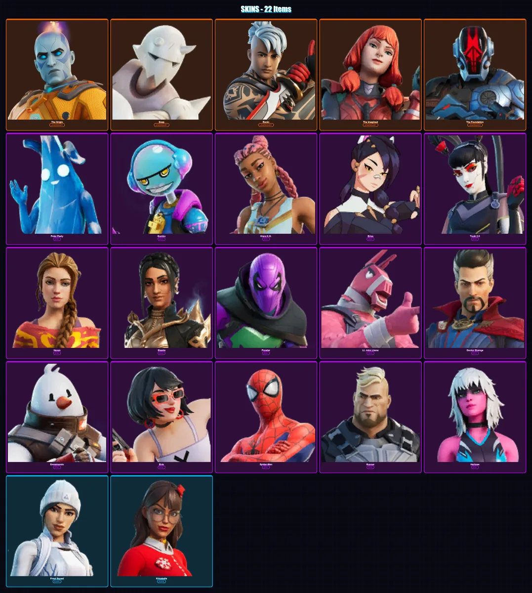 [PC/XBOX] | The Origin | Snap | Ronin | The Imagined | The Foundation | 22 skin | 37 pickaxe | 30 emote | 36 glider | Lv832 — Fortnite account
