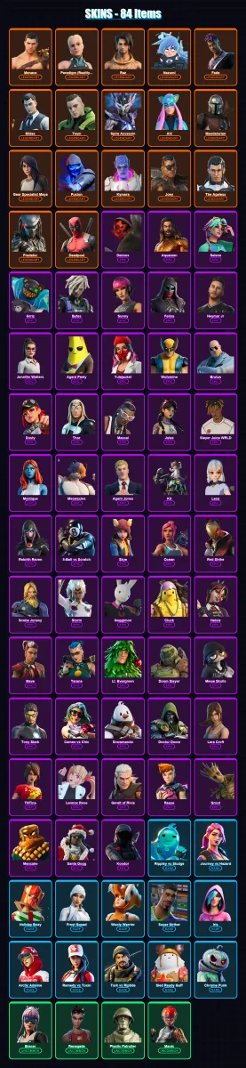 [SWITCH/XBOX/PSN/PC] | Menace | Paradigm (Reality-659) | Raz | Nezumi | Fade | 84 skin | 123 pickaxe | 94 emote | 106 glider | Lv1734