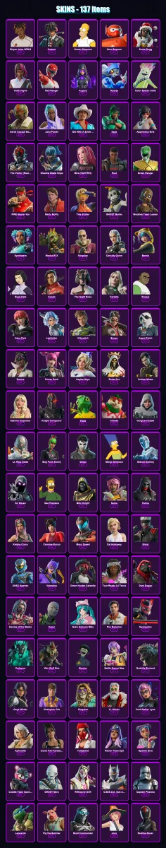 [PS4/PS5/XBOX/PC] | Slayer Juice WRLD | Kwame | Homer Simpson | Hero Baymax | Santa Dogg | 137 skin | 183 pickaxe | 149 emote | 97 glider | Lv2473