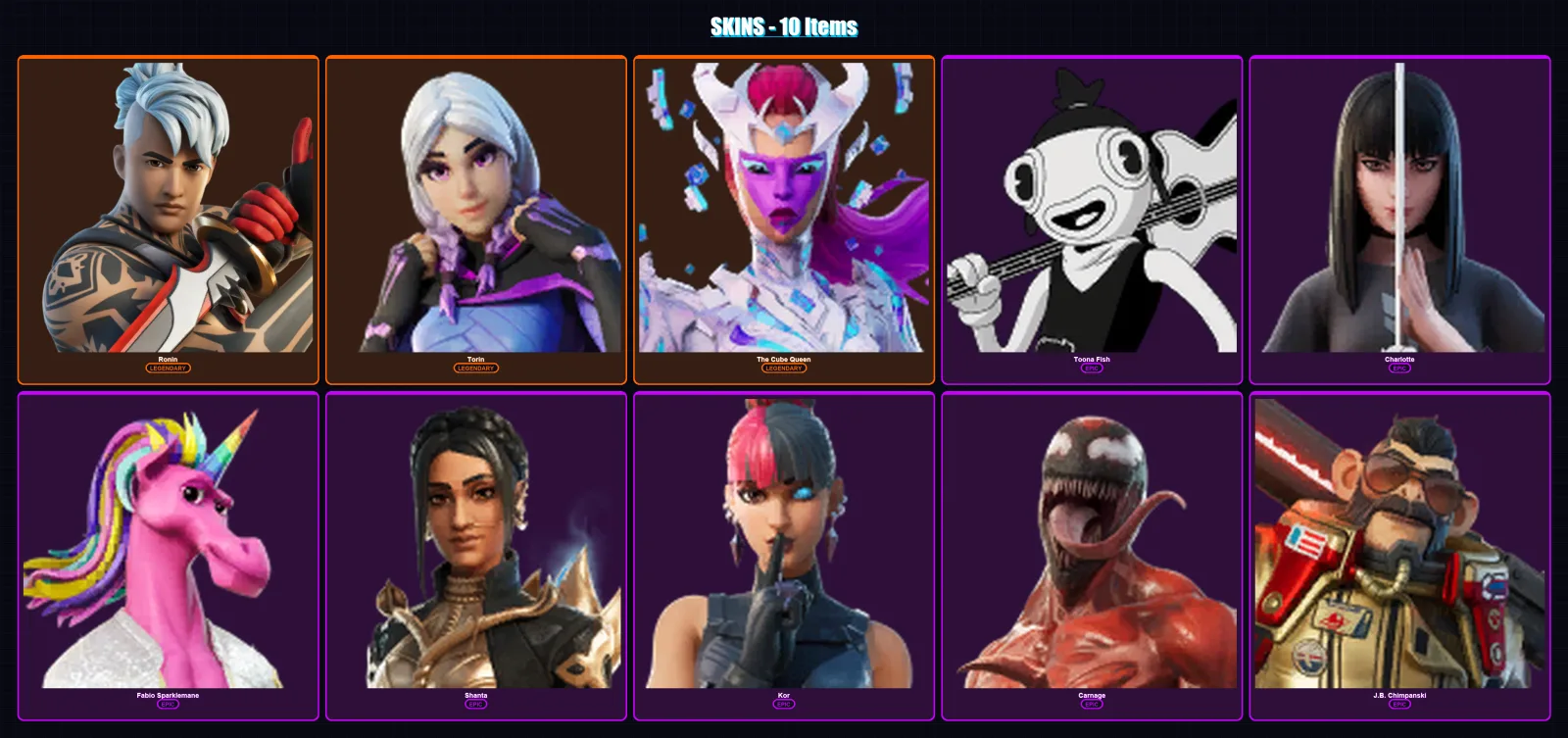 [PC/XBOX/PSN] | Ronin | Torin | The Cube Queen | Toona Fish | Charlotte | 10 skin | 16 pickaxe | 10 emote | 11 glider | Lv208 — Fortnite account