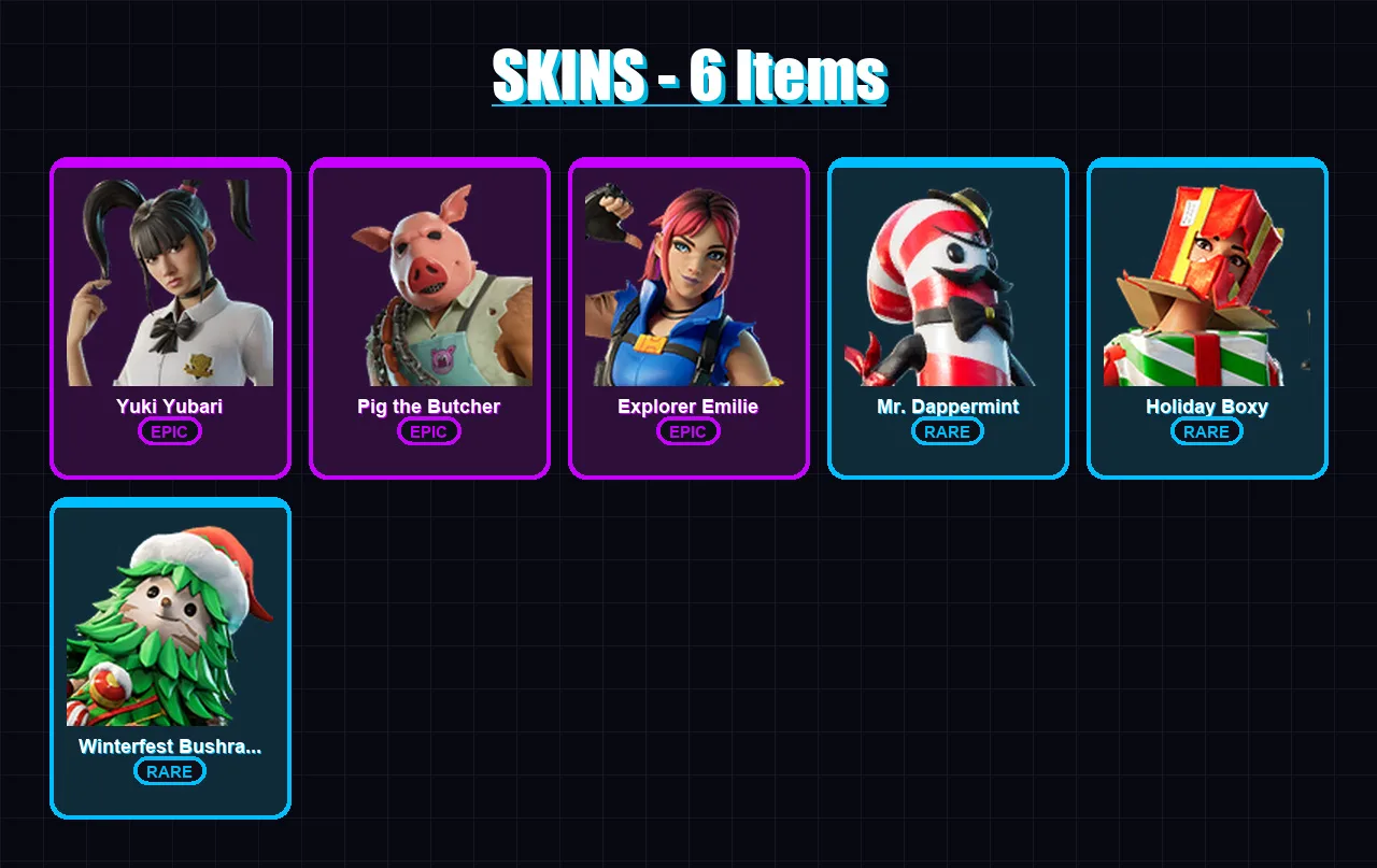 [PS4/PS5/XBOX/PC] | Yuki Yubari | Pig the Butcher | Explorer Emilie | 6 skin | Lv117