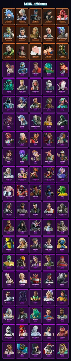 [PC/XBOX/PSN] | Nezumi | Mizuki | Omegarok | Era | Valeria | 129 skin | 188 pickaxe | 145 emote | 147 glider | Lv2034