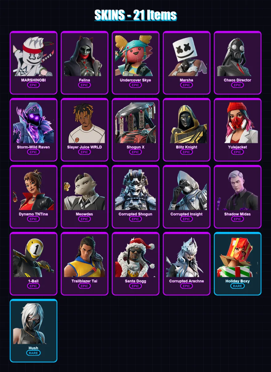 [PC/XBOX/PSN] | MARSHINOBI | Felina | Undercover Skye | Marsha | Chaos Director | 21 skin | 64 pickaxe | 54 emote | 37 glider | Lv716 — Fortnite account