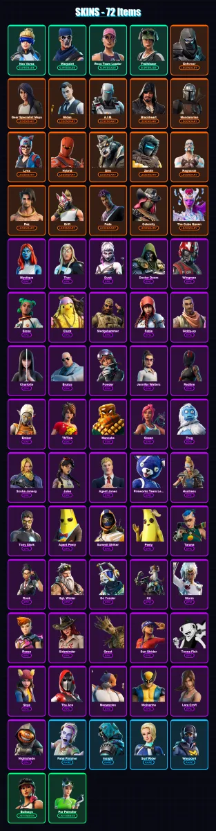 [PC/XBOX/PSN] | Neo Versa | Warpaint | Rose Team Leader | Trailblazer | Enforcer | 72 skin | 65 pickaxe | 79 emote | 70 glider | Lv821 — Game account