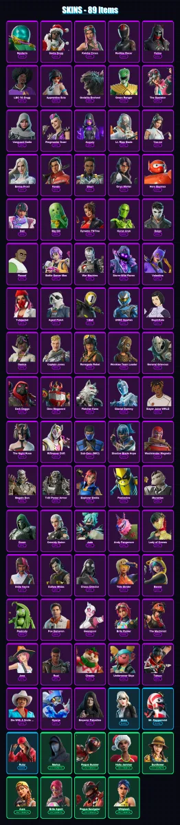 [PS4/PS5/XBOX/PC] | Mysterio | Santa Dogg | Keisha Cross | Redline Racer | Felina | 89 skin | 144 pickaxe | 90 emote | 75 glider | Lv1733