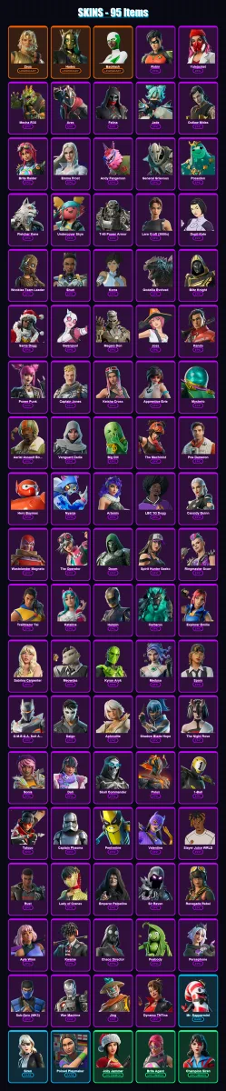 [PS4/PS5/XBOX/PC] | Zeus | Hades | Backlash | Robin | Yulejacket | 95 skin | 126 pickaxe | 89 emote | 80 glider | Lv3101