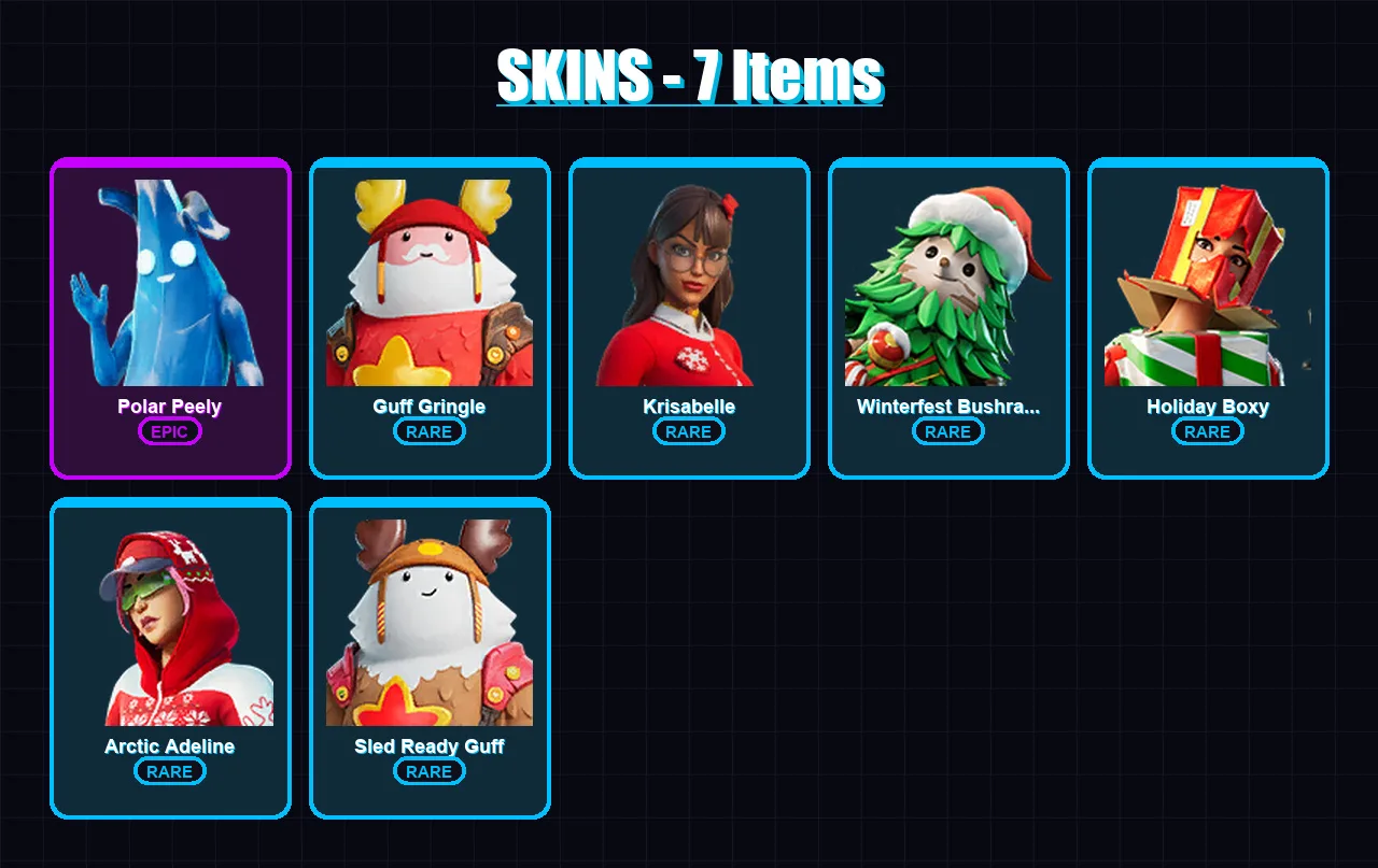 [PS4/PS5/XBOX/PC] | Polar Peely | Guff Gringle | Krisabelle | 7 skin | Lv272