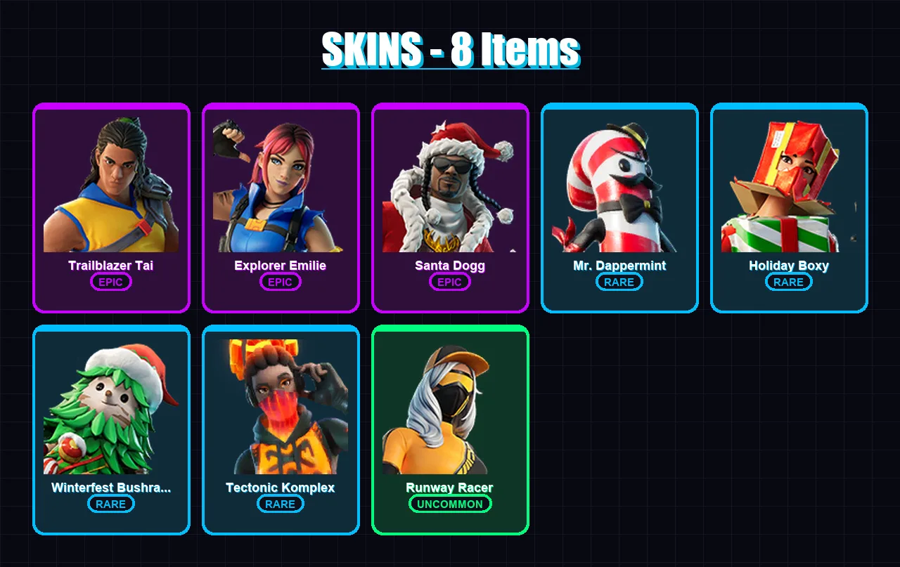 [PS4/PS5/XBOX/PC] | Trailblazer Tai | Explorer Emilie | Santa Dogg | 8 skin | Lv298